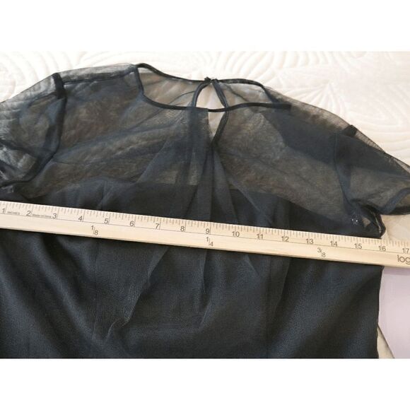 JS COLLECTION Women's Black Short Sleeve Illusion Neckline Sheath Dress 2 - Picture 8 of 12